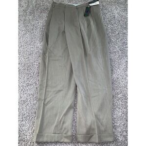 Alexander Julian Colours Office Pants Wool 34 By 32 Cuffed Pleated Taupe